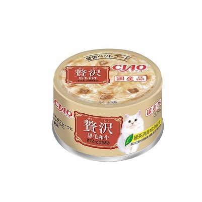 CIAO 奢華罐頭 黑毛和牛 吞拿魚+雞肉 80g A-146【原箱24 罐】