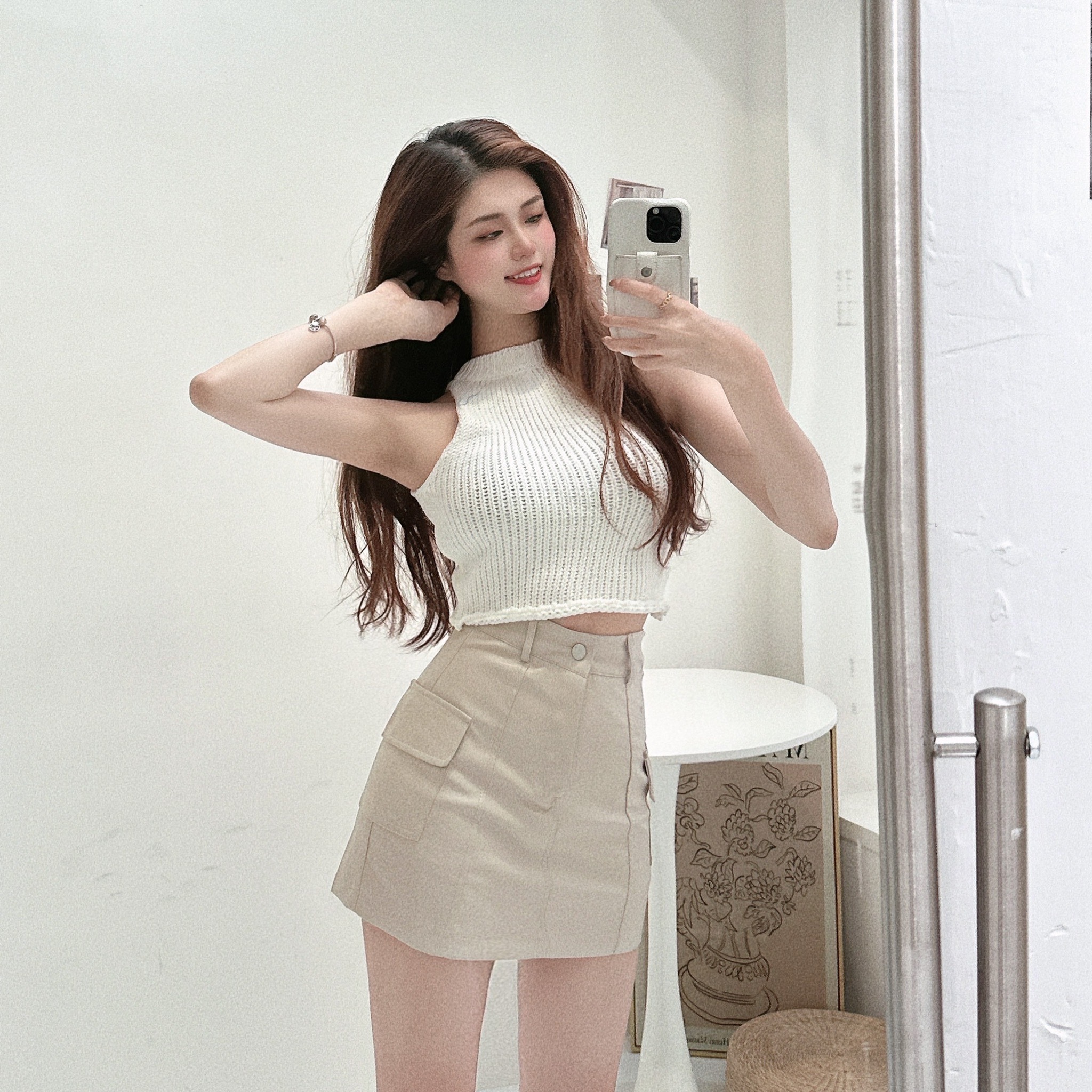 必備雙口袋質感皮裙/二色