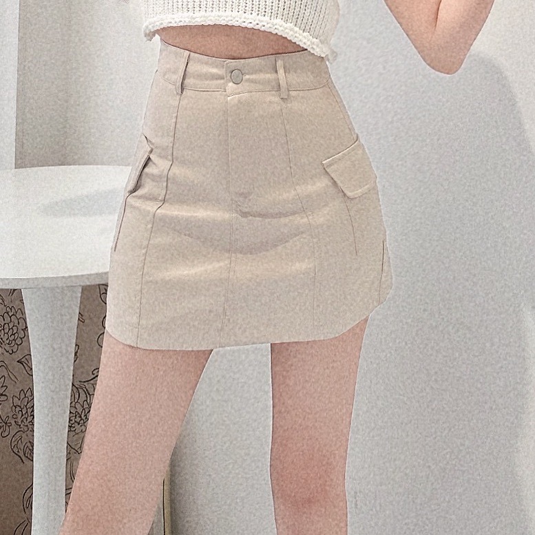 必備雙口袋質感皮裙/二色