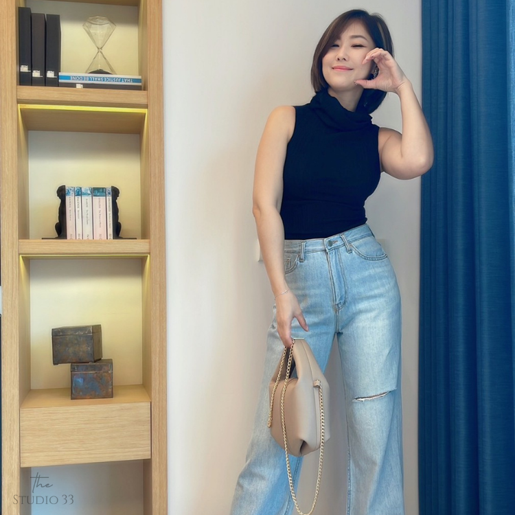 法式復古一字肩/高領兩穿式上衣