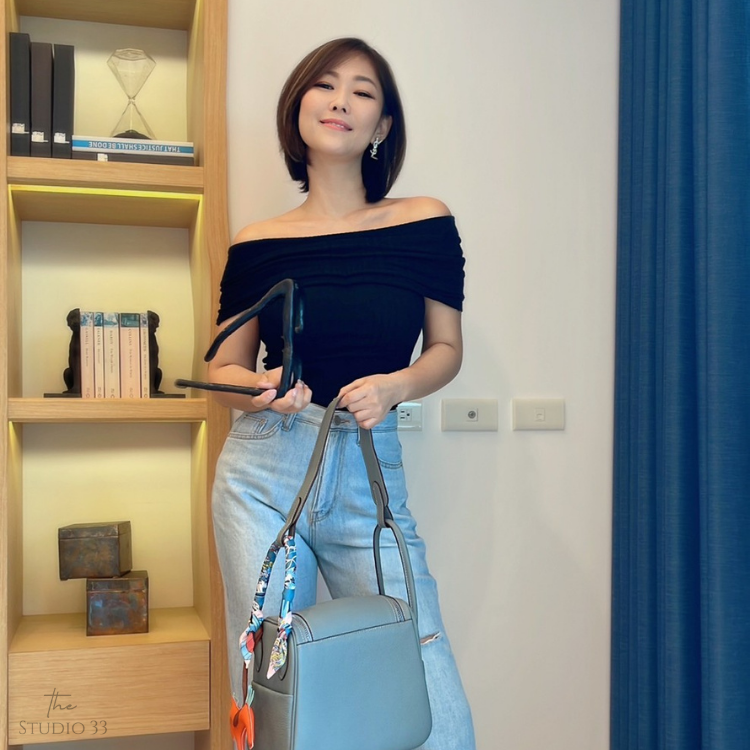 法式復古一字肩/高領兩穿式上衣