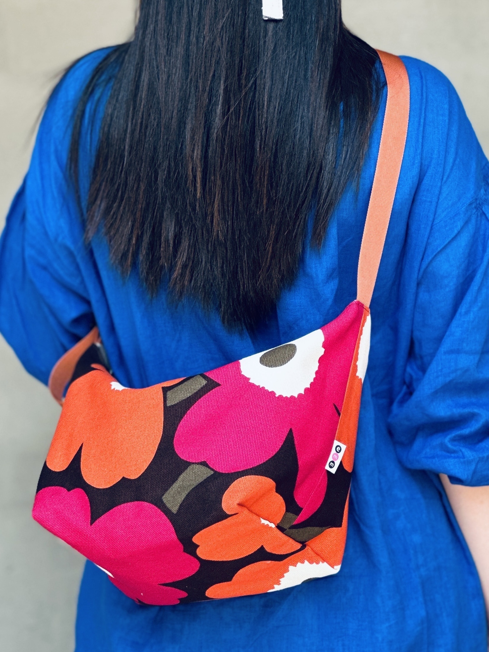 Essential Shoulder Bag | Marimekko Limited Canvas Fabric | orange x brown x fuchsia