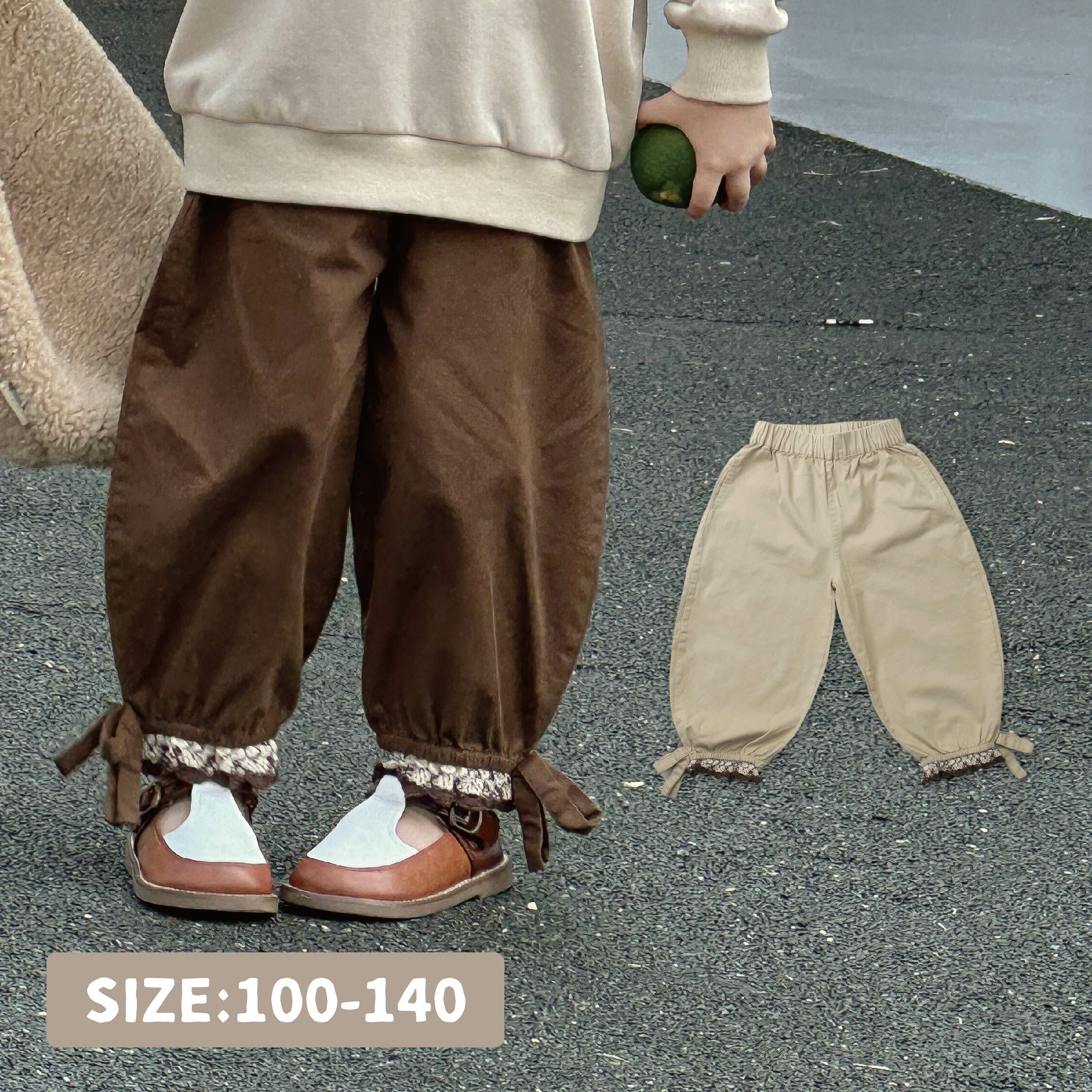 【H35064】日系氣質毛線編織花邊縮口褲