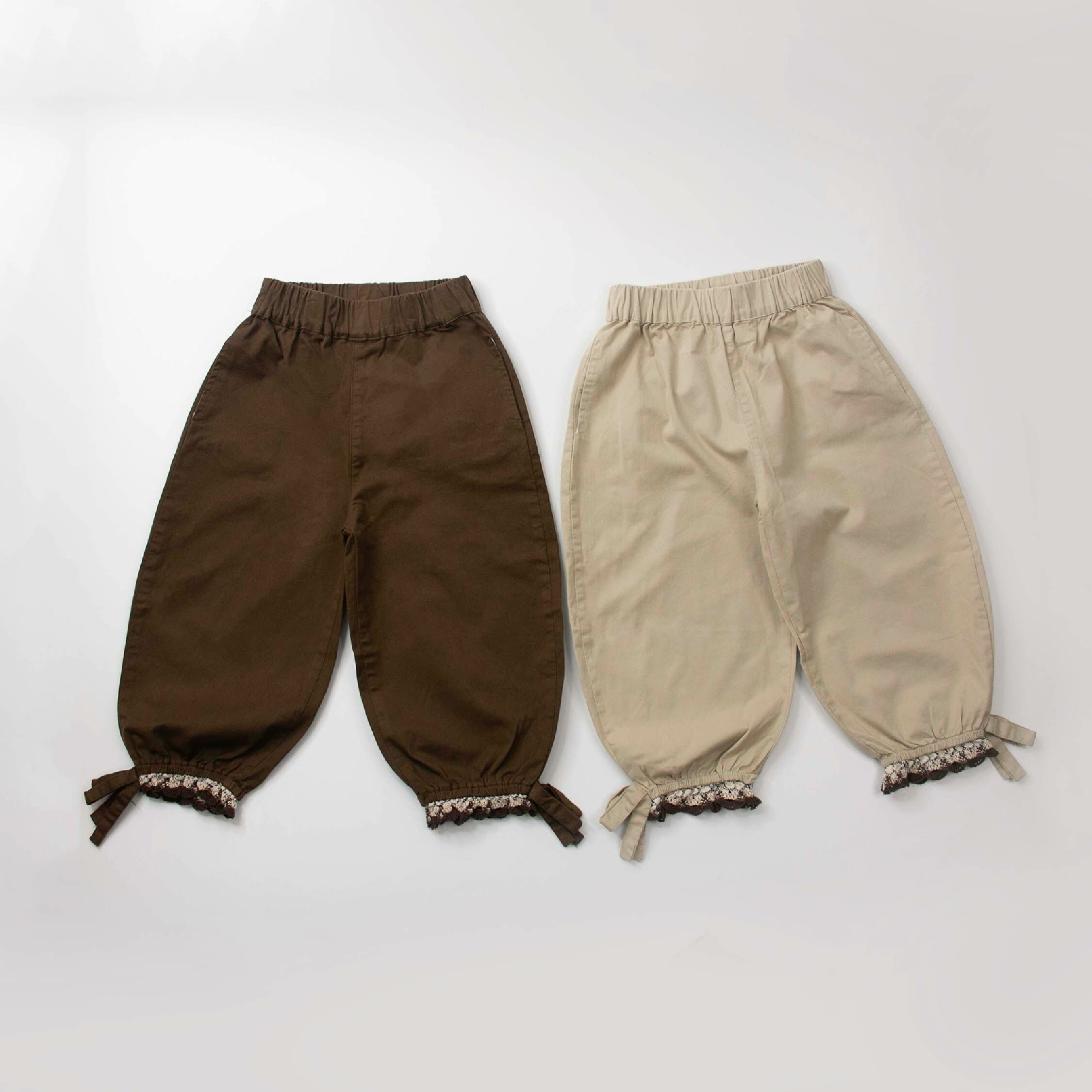 【H35064】日系氣質毛線編織花邊縮口褲