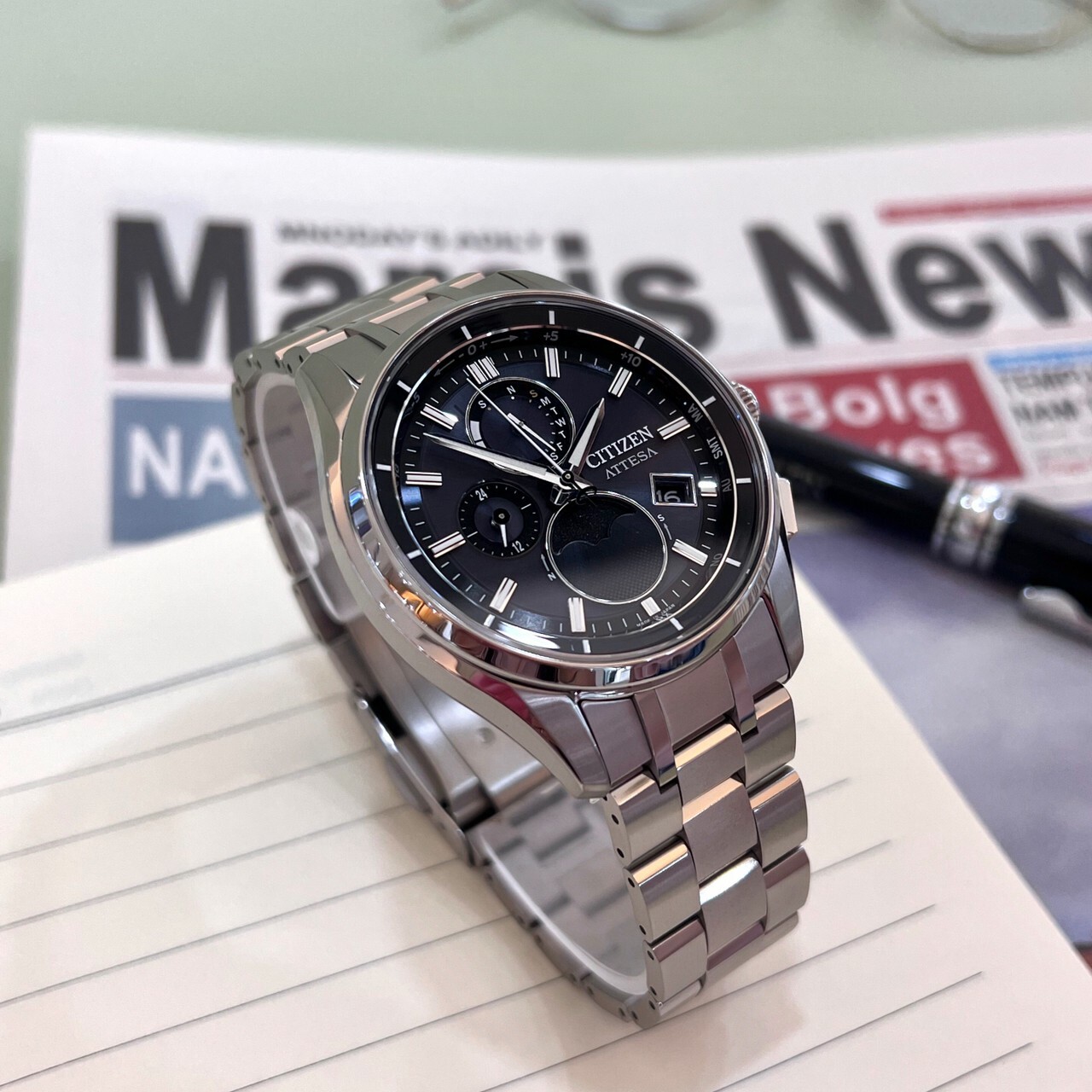 【CITIZEN 星辰】 月相 超級鈦 光動能電波萬年曆手錶 BY1001-66E 41.5mm 現代鐘錶