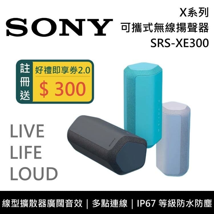 SONY 索尼】SRS-XE300 X系列可攜式無線揚聲器藍芽喇叭台灣公司貨(11/19