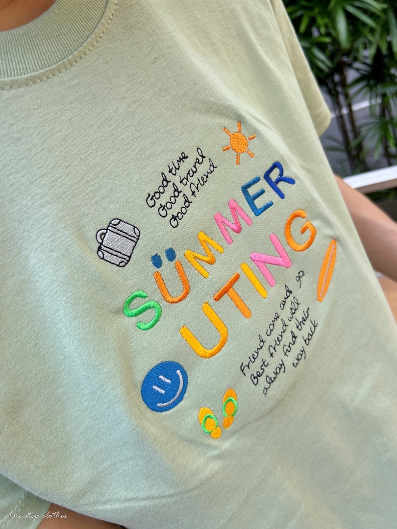 泰國彩色SUMMER刺繡字母T (綠)