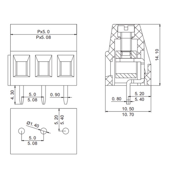 3P接線端子5.08mm(300V/10A)
