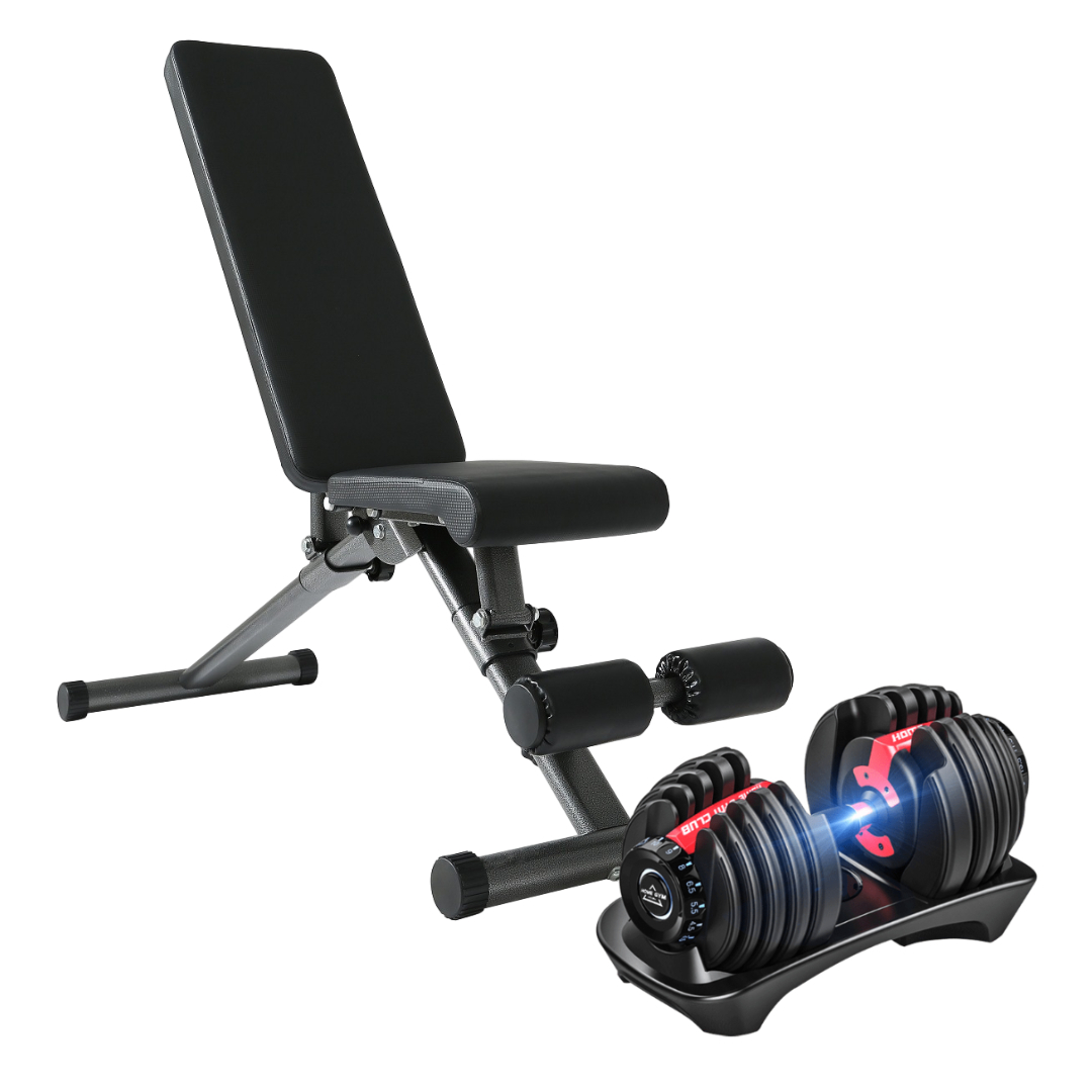 二合一健身椅+52.5/90磅智慧啞鈴