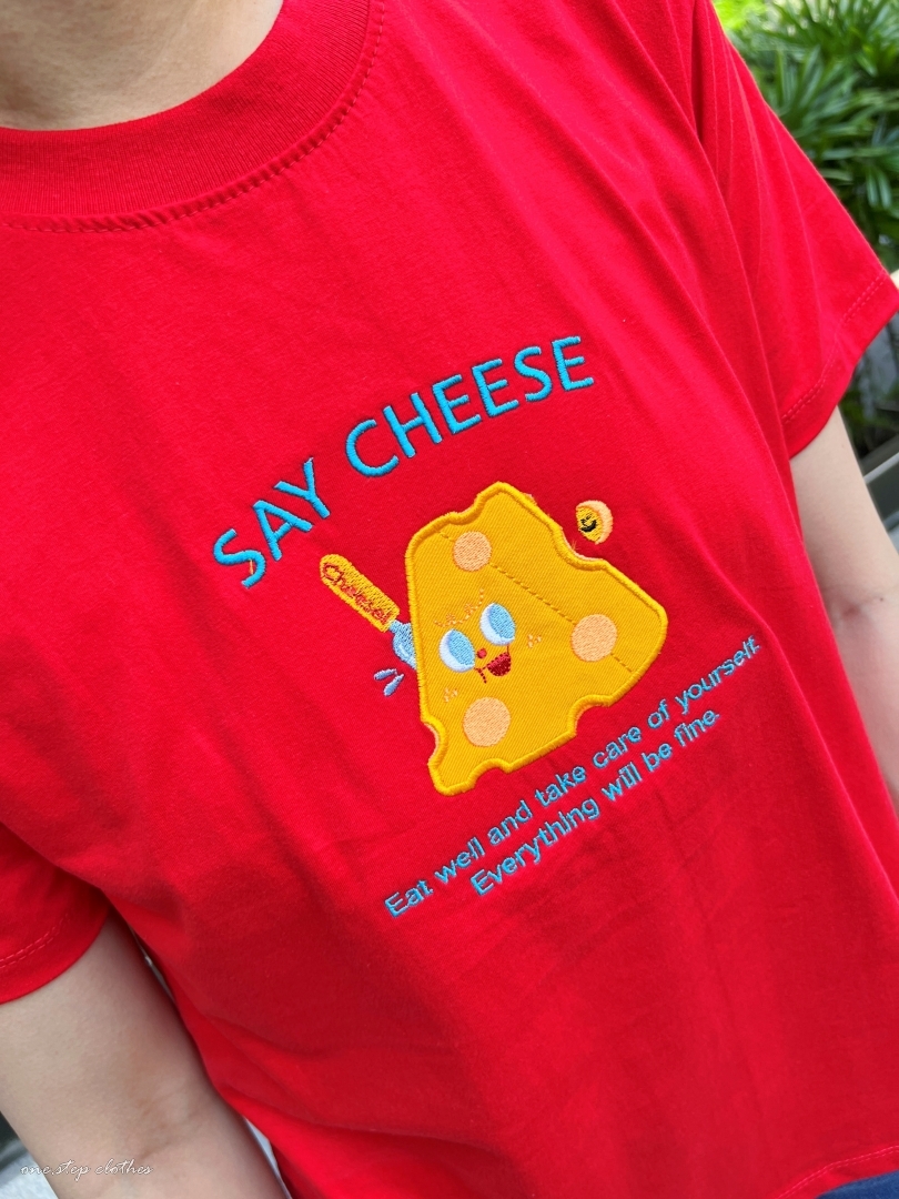 泰國可愛刺繡CHEESE塊T (紅)