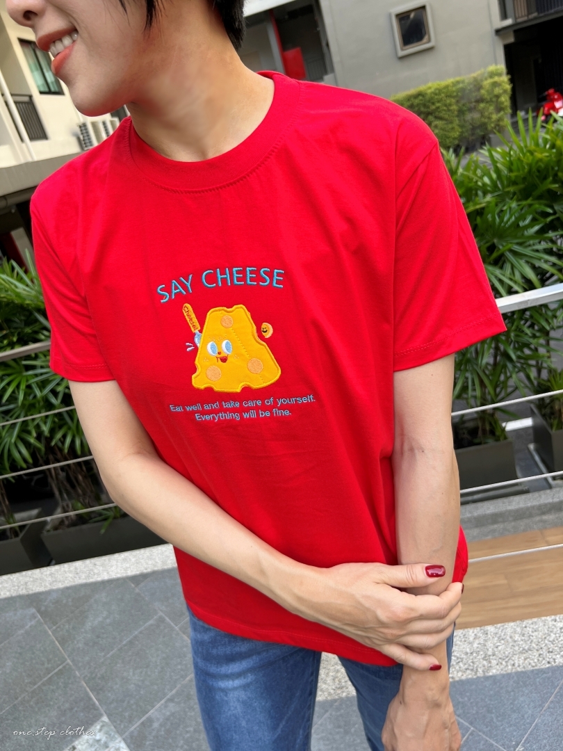 泰國可愛刺繡CHEESE塊T (紅)