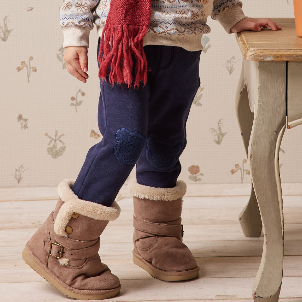 PIPPY可愛小熊繡花純棉長褲 藍