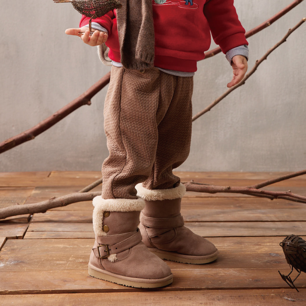 PIPPY帥氣壓線毛絨棉質長褲 棕