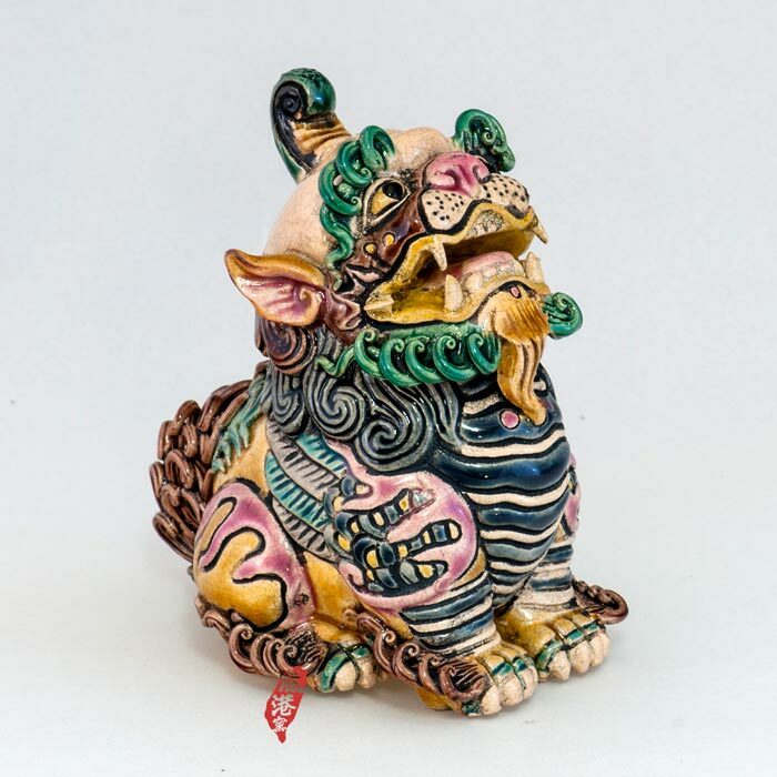 鹿港窯禮品館｜台灣國寶交趾陶居家開運小獅尊