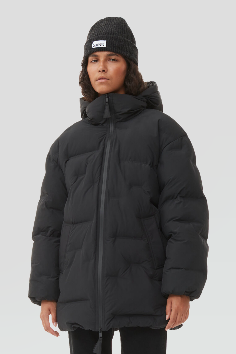 GANNI｜LIGHT BEANIE LOGO針織毛線帽