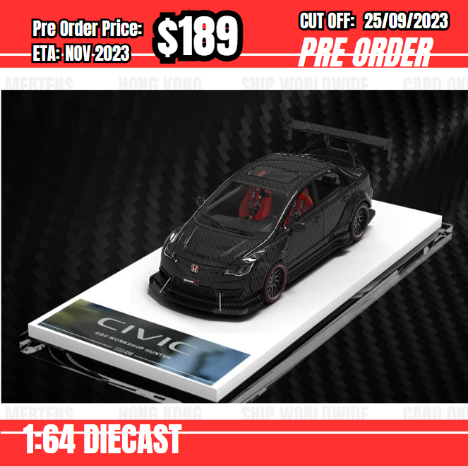 PO-$189 * Time Micro * 1:64 Honda Civic Type R FD2 Wide Body Carbon [OD21/09]