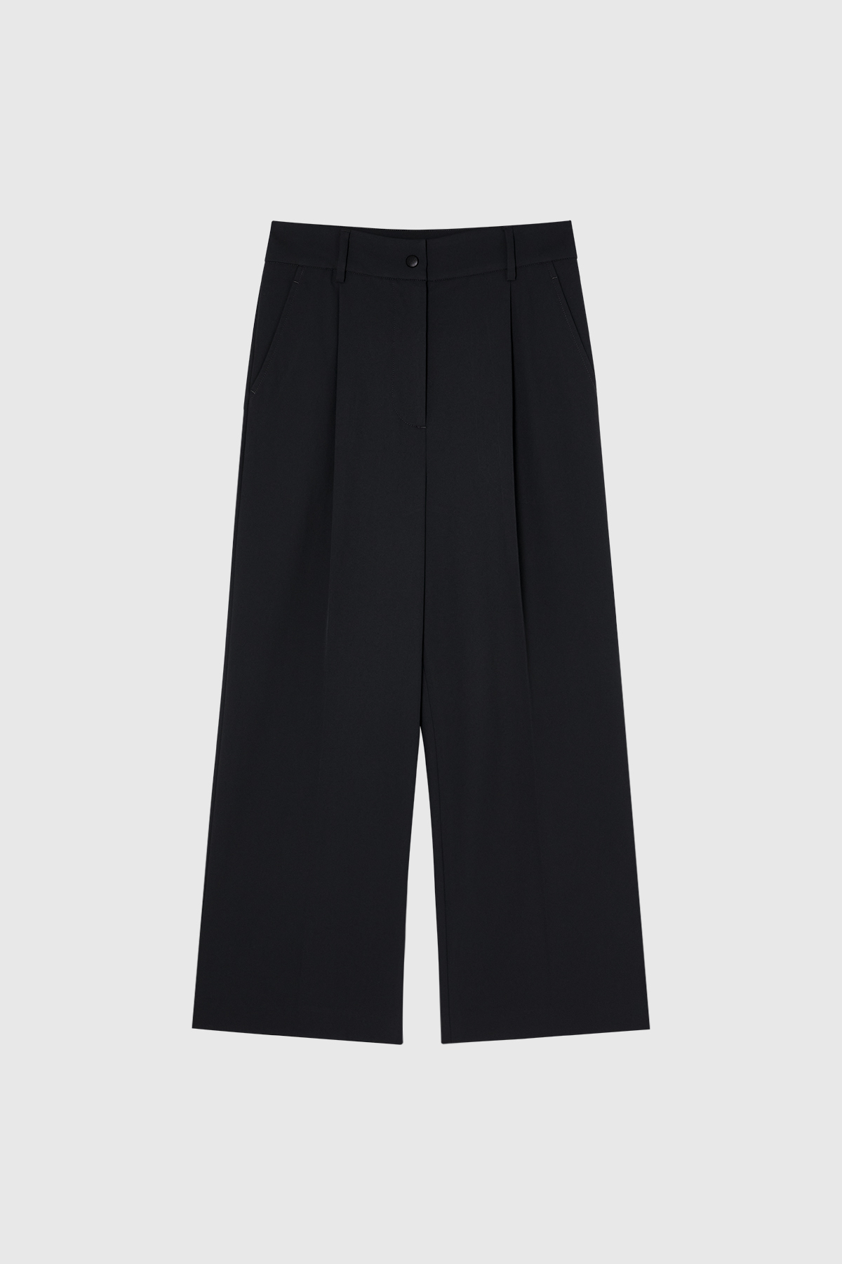 BIZ 防潑水打褶西裝褲 女（霧黑）