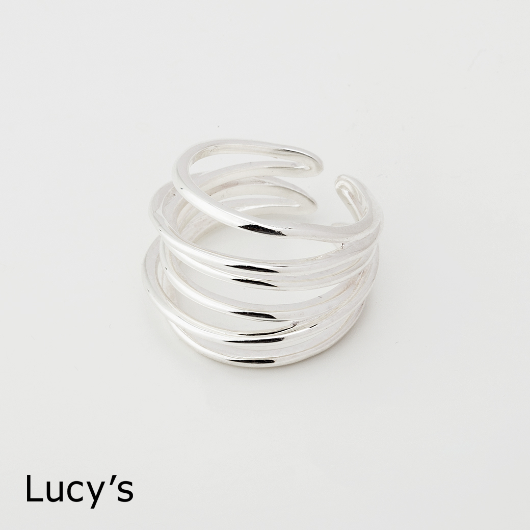 925純銀 孚光錯縱 開口戒 (104362)