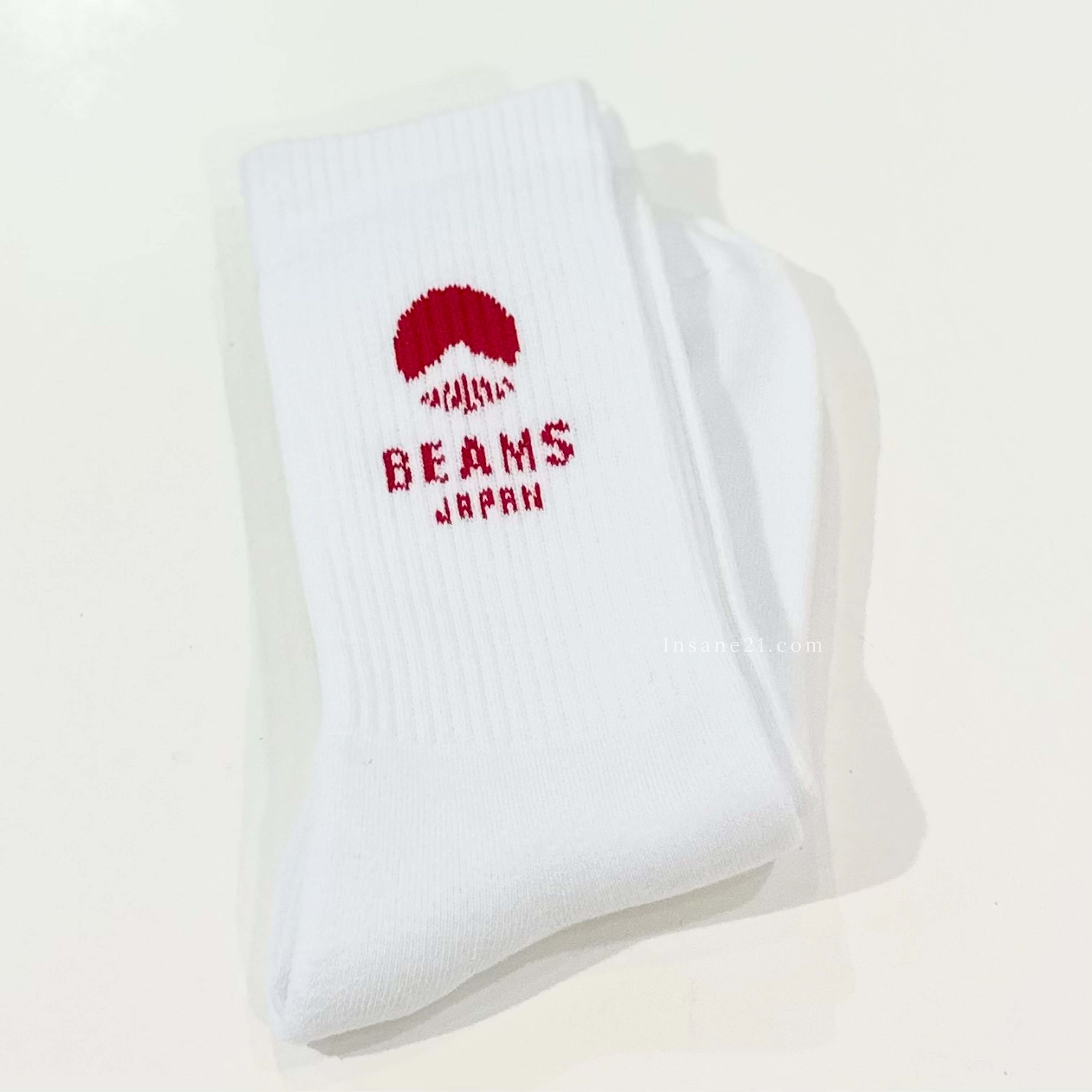 RENOWN INX × BEAMS JAPAN 日本 抗菌 LOGO 長襪 白藍/白紅