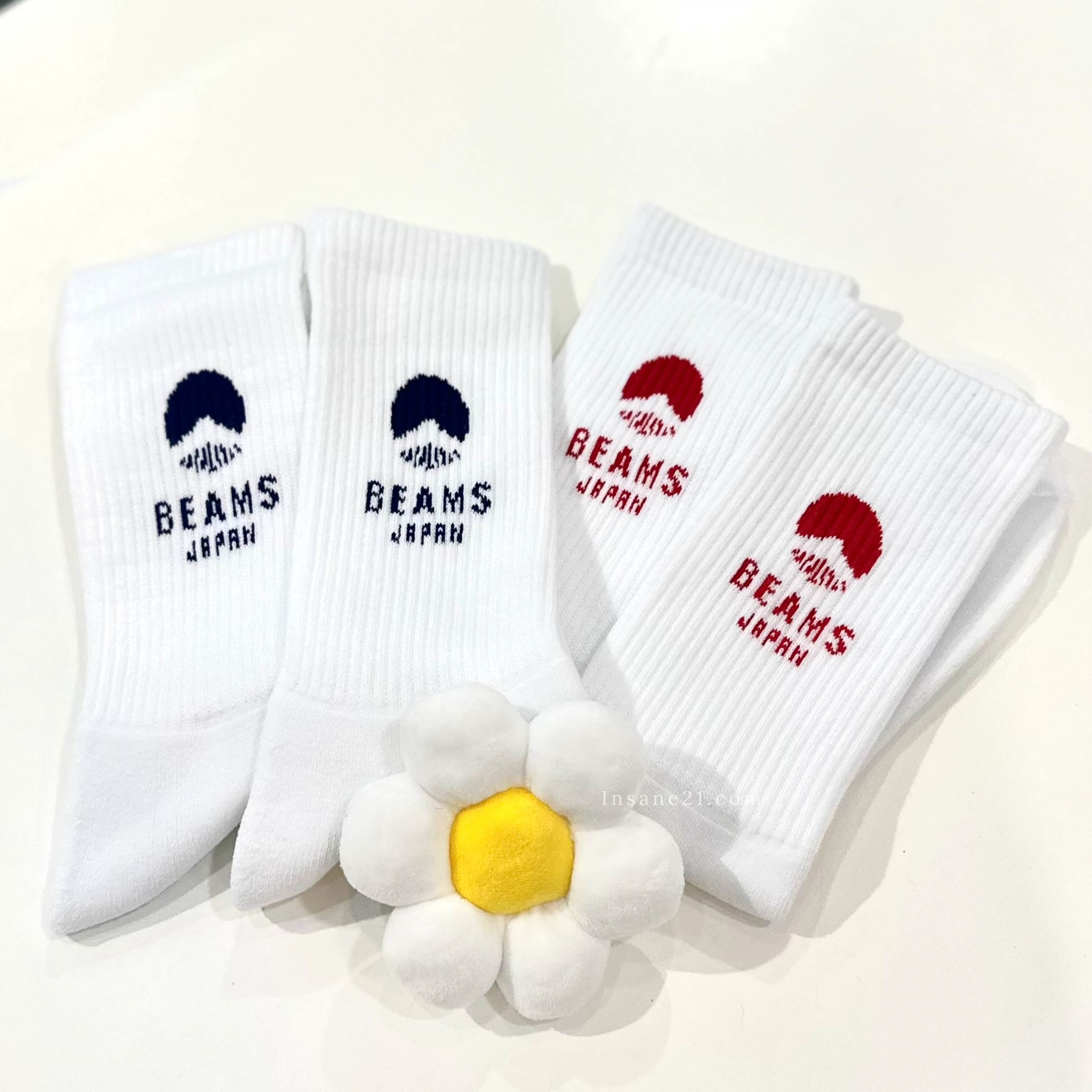 RENOWN INX × BEAMS JAPAN 日本 抗菌 LOGO 長襪 白藍/白紅