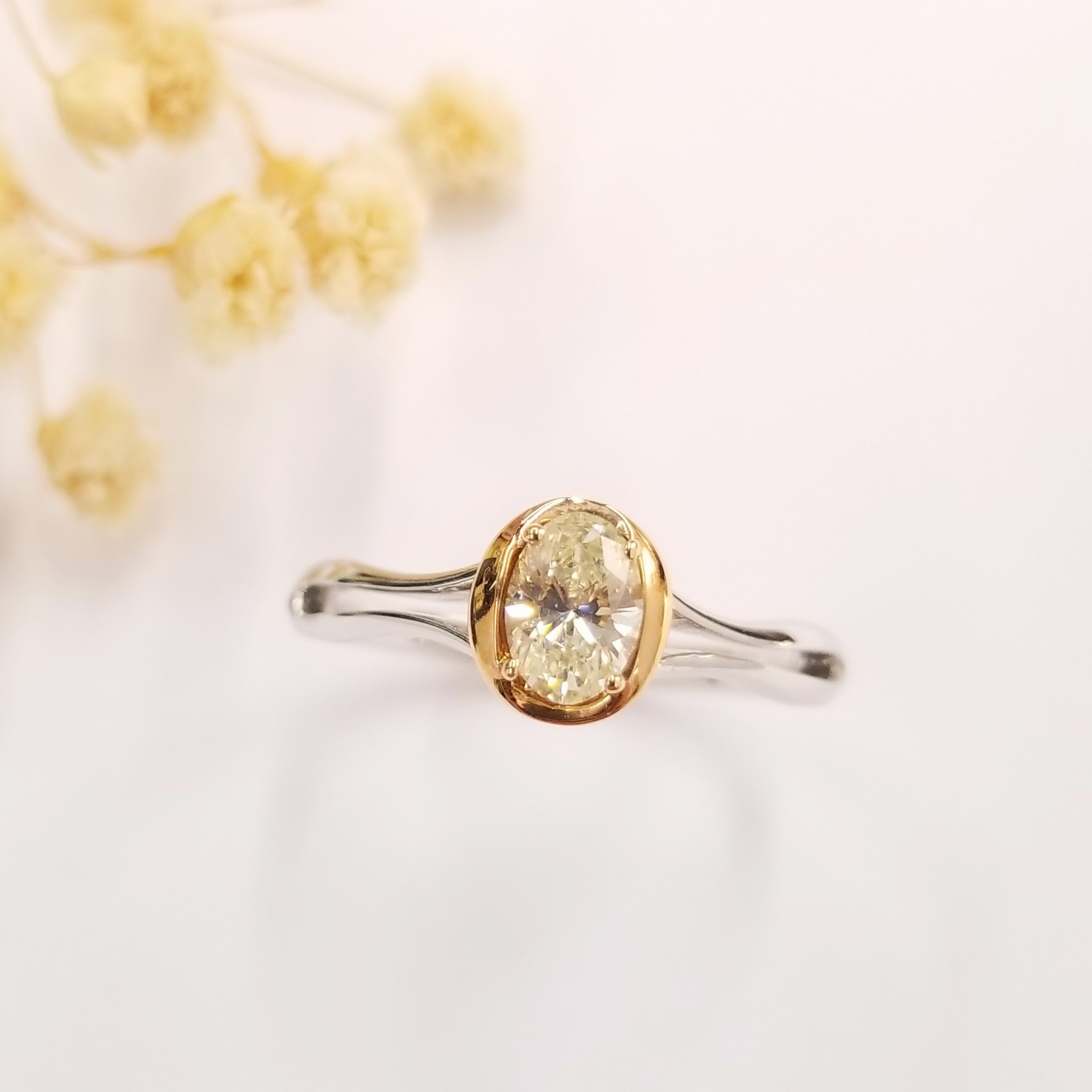 全新18K金【單粒44份蛋形鑽石】戒指