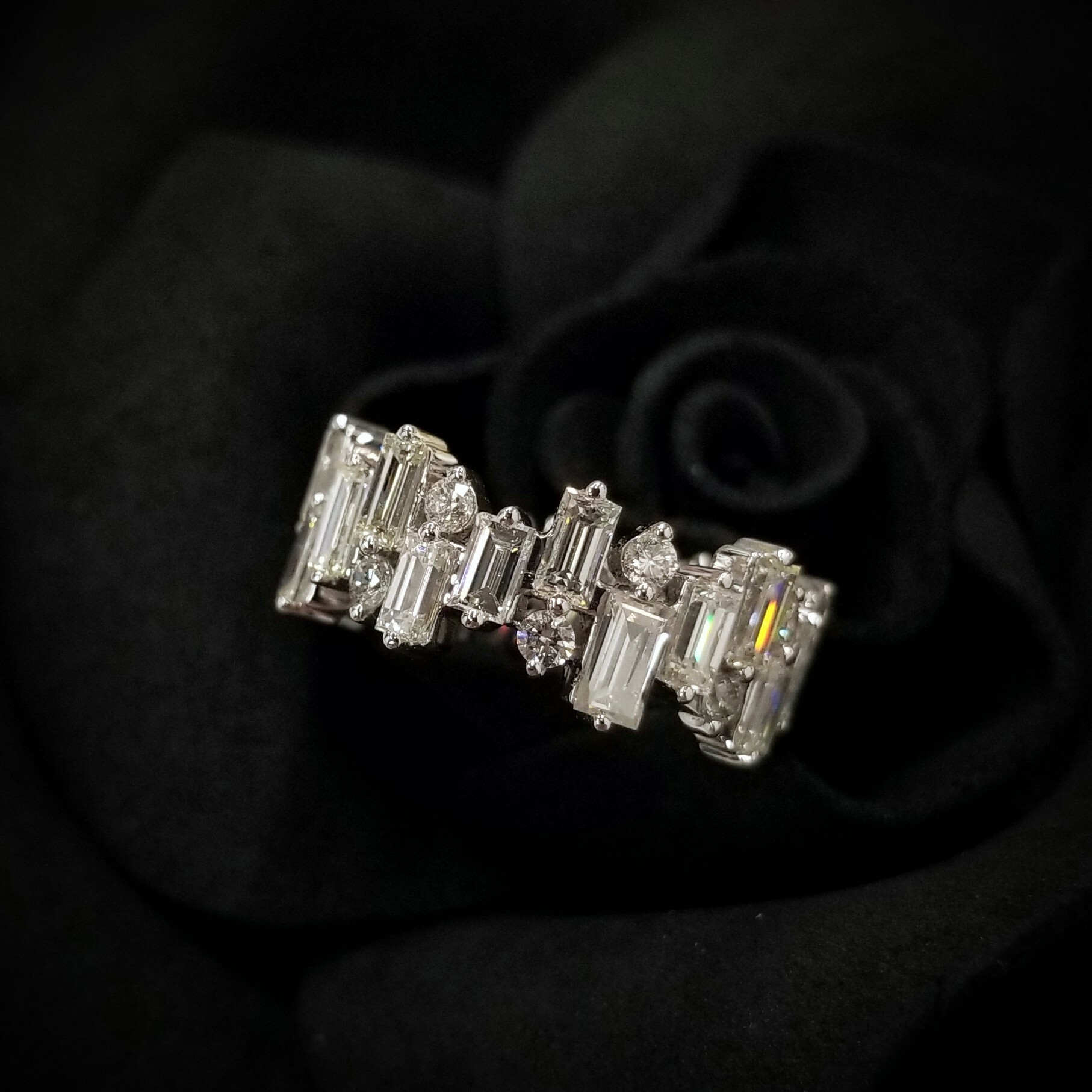 18K White Gold 3.99ct Baguette Cut Diamond Eternity Ring