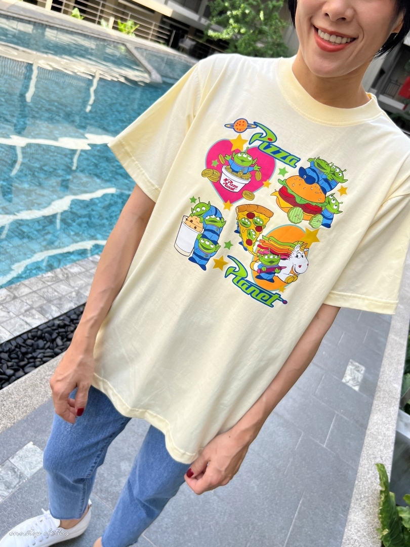 泰國復古俏皮三眼怪集合T (鵝黃)