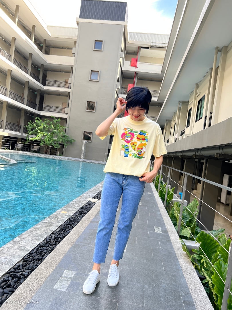 泰國復古俏皮三眼怪集合T (鵝黃)