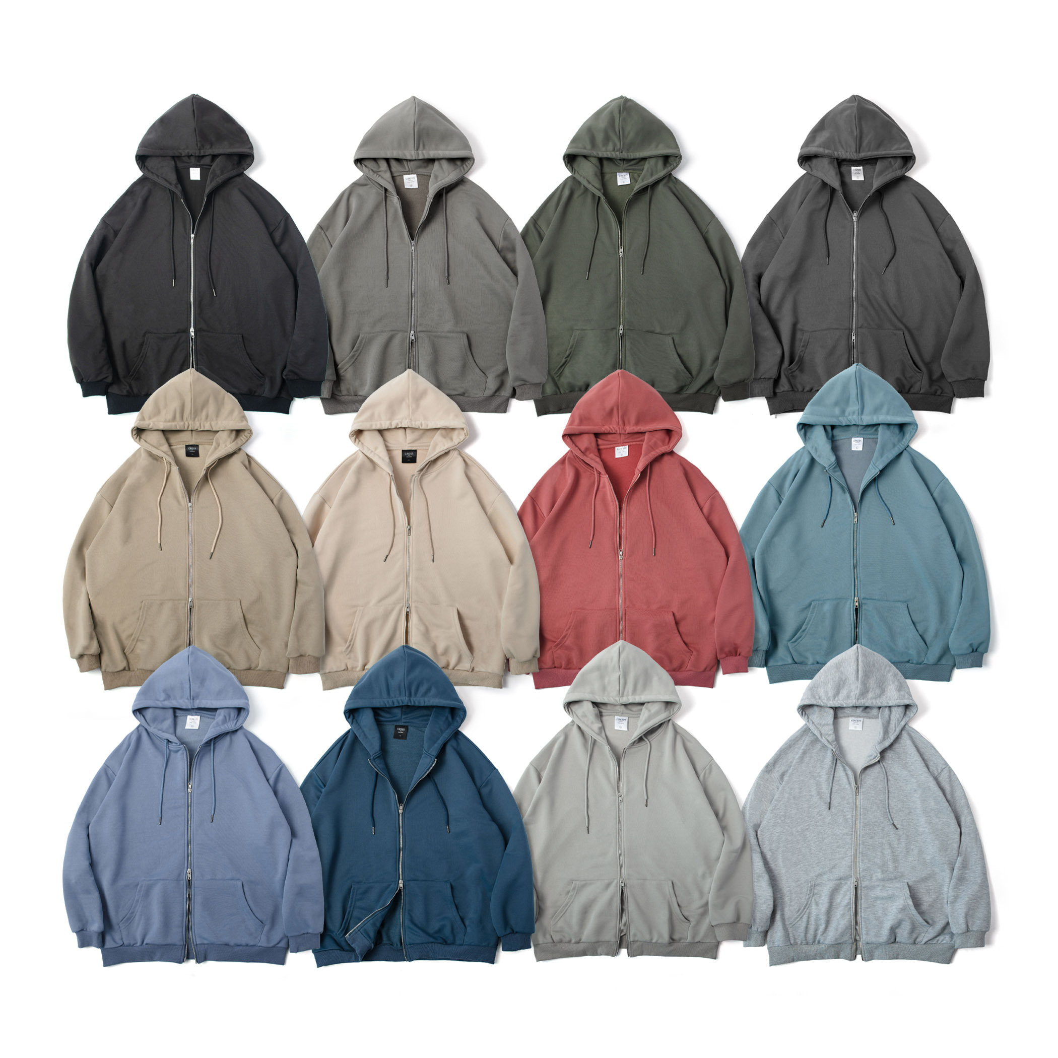 重磅 日常休閒 穿搭潮流 多色 雙拉鍊落肩連帽外套