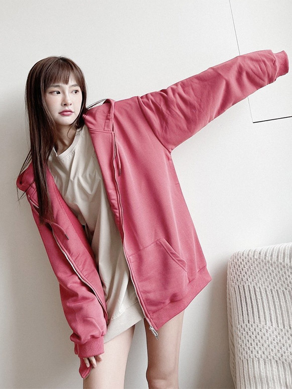 重磅 日常休閒 穿搭潮流 多色 雙拉鍊落肩連帽外套