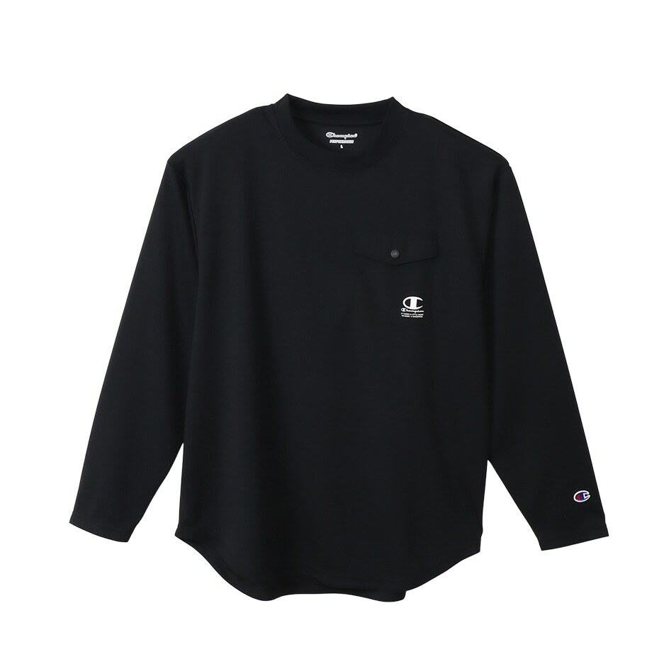 男款- SPORTS系列 簡約素色快乾口袋長袖TEE-黑色（C3-YS406-090）