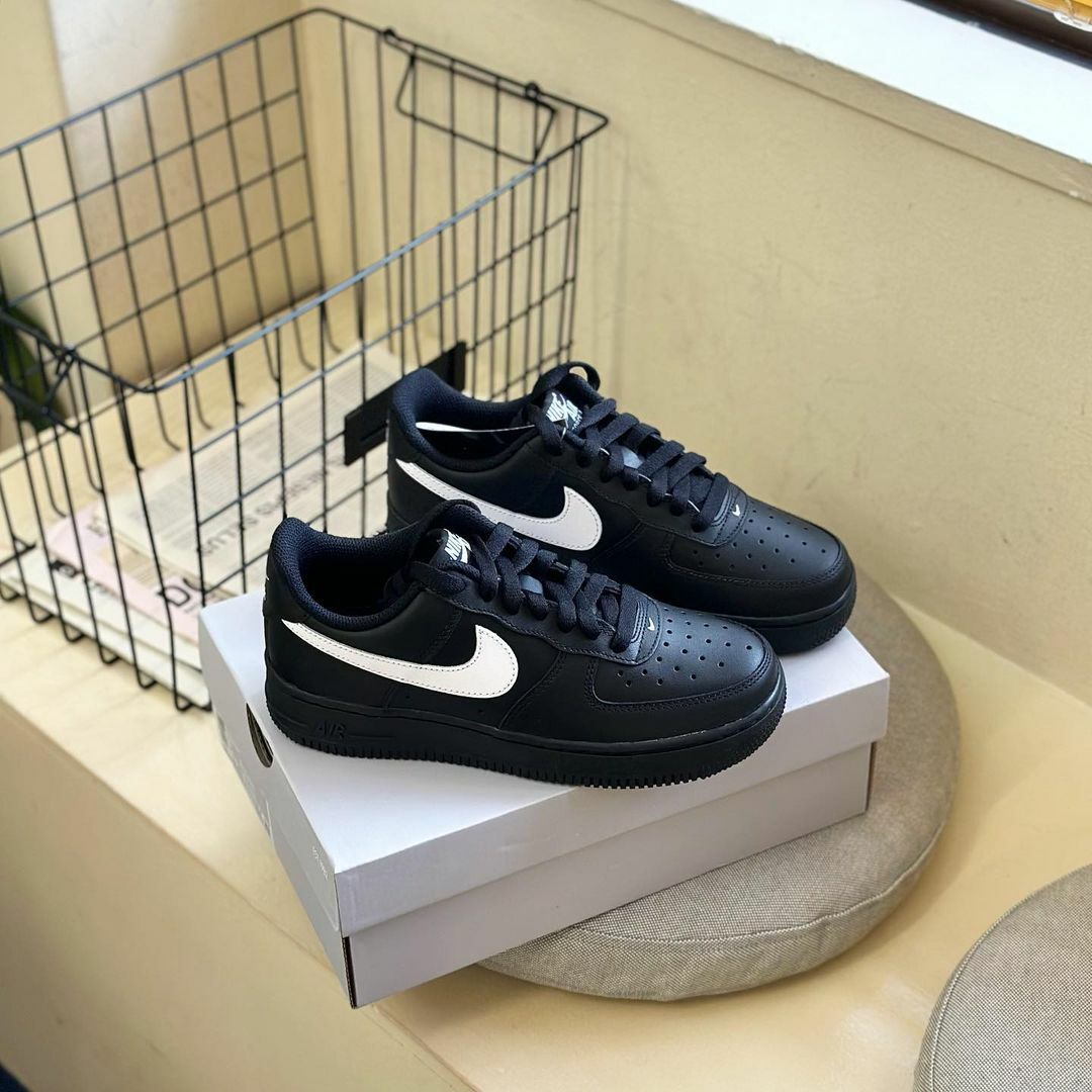 Nike Air Force 1 平替Ambush 黑色 全黑 白勾 皮革  休閒鞋 FZ0627-010