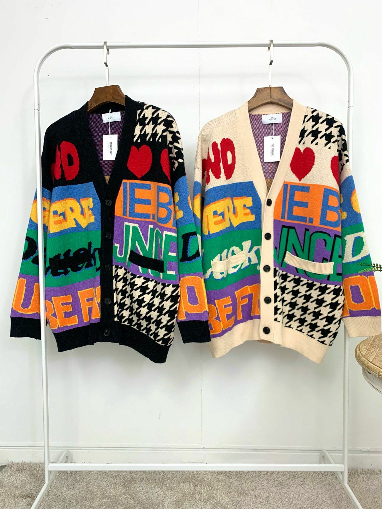 英文字圖案開胸針織外套 2nd ARCHIVE-027JK