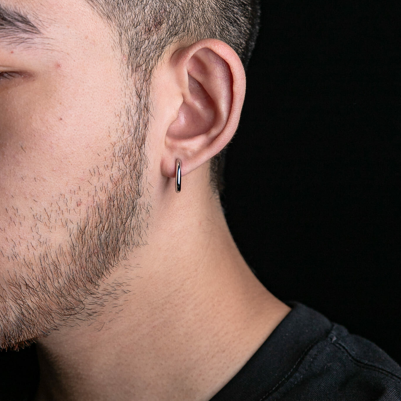 925純銀光面圓圈耳環