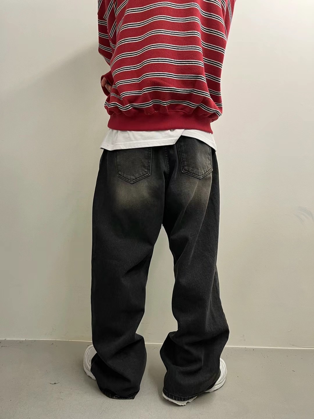 🇰🇷韓國 刷色 泥染 寬鬆 牛仔長褲