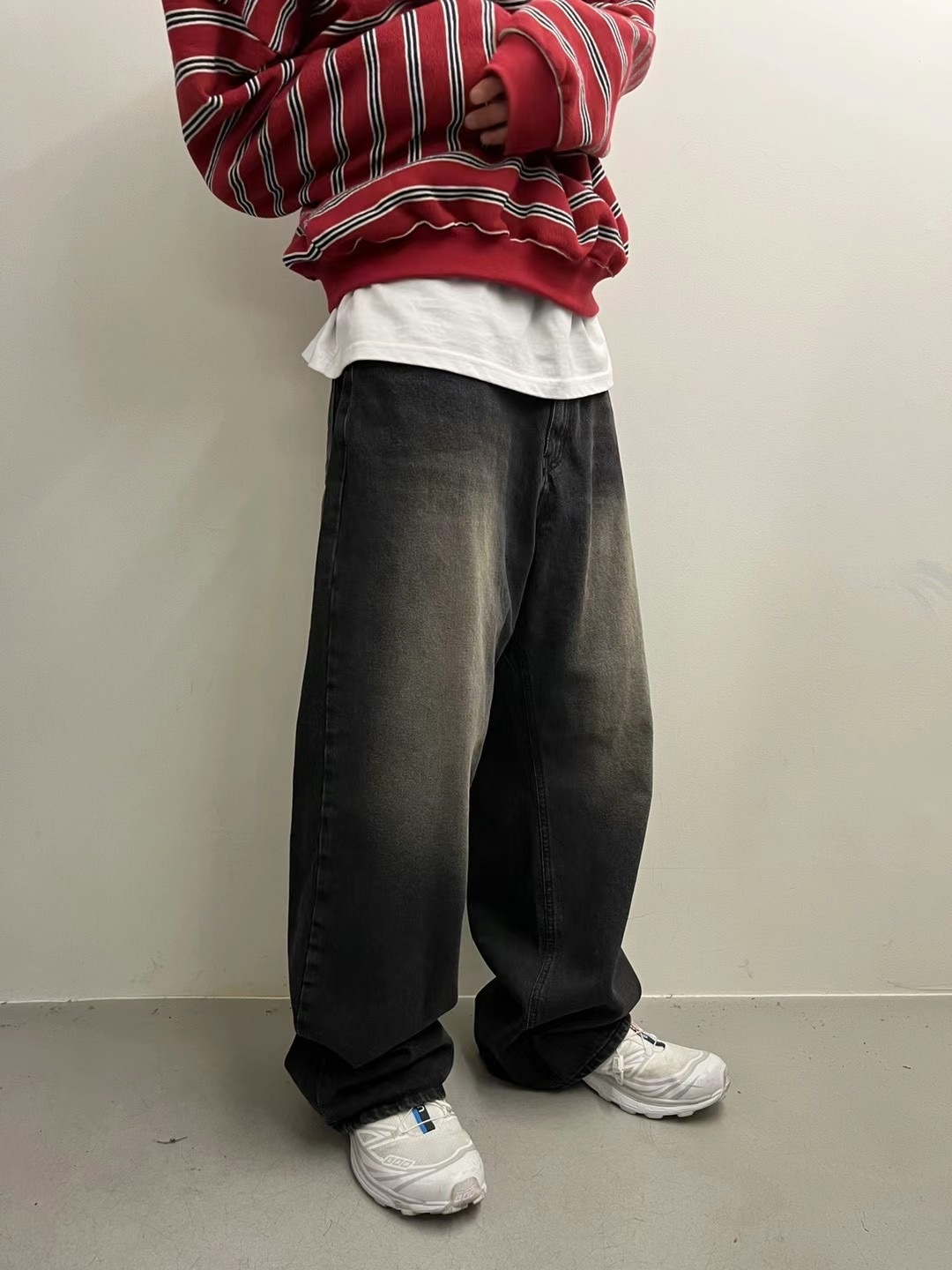 🇰🇷韓國 刷色 泥染 寬鬆 牛仔長褲