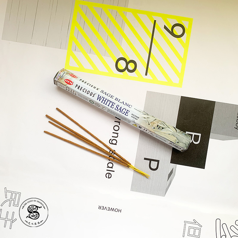 HEM印度白鼠尾草線香散發出淡淡的草本香氣有助於營造舒適的氛圍適合用於冥想放鬆和提升心靈意識-光之薩滿