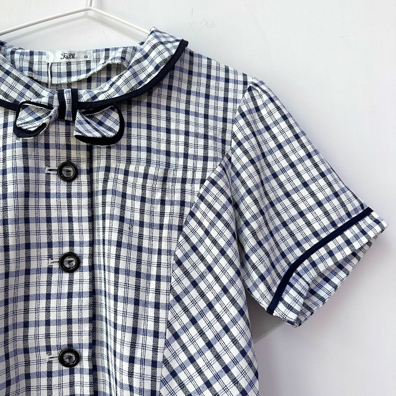 日本製甜美感蝴蝶結格紋上衣