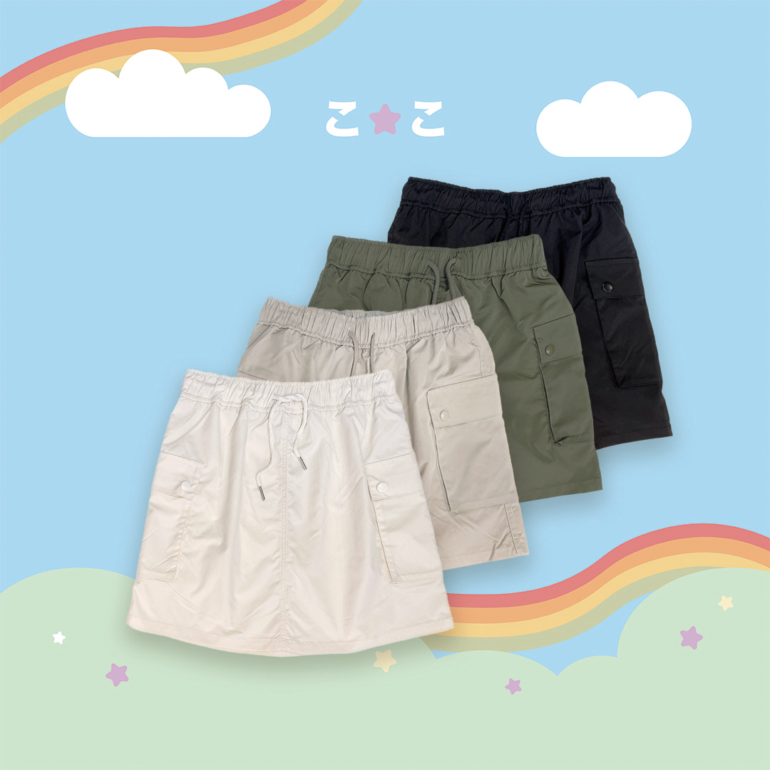 こ♡こ 雙口袋抽繩工裝短裙