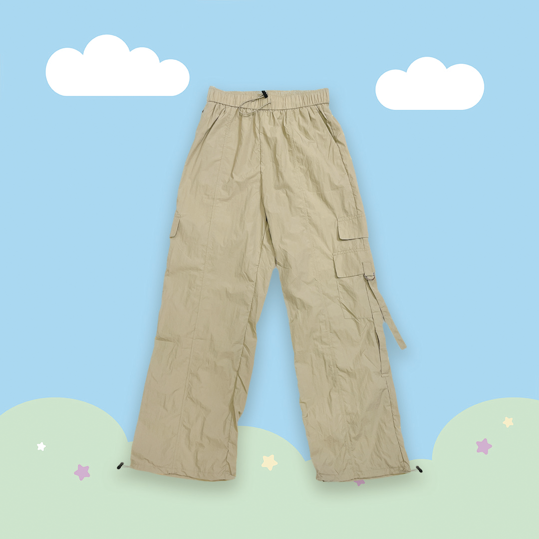 こ♡こ 泡泡糖刷刷感工裝落地褲