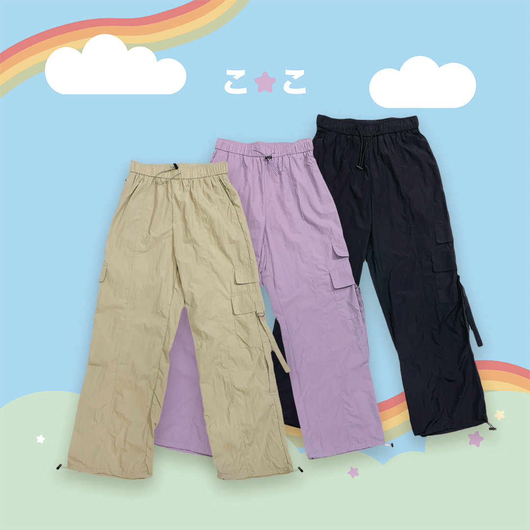 こ♡こ 泡泡糖刷刷感工裝落地褲