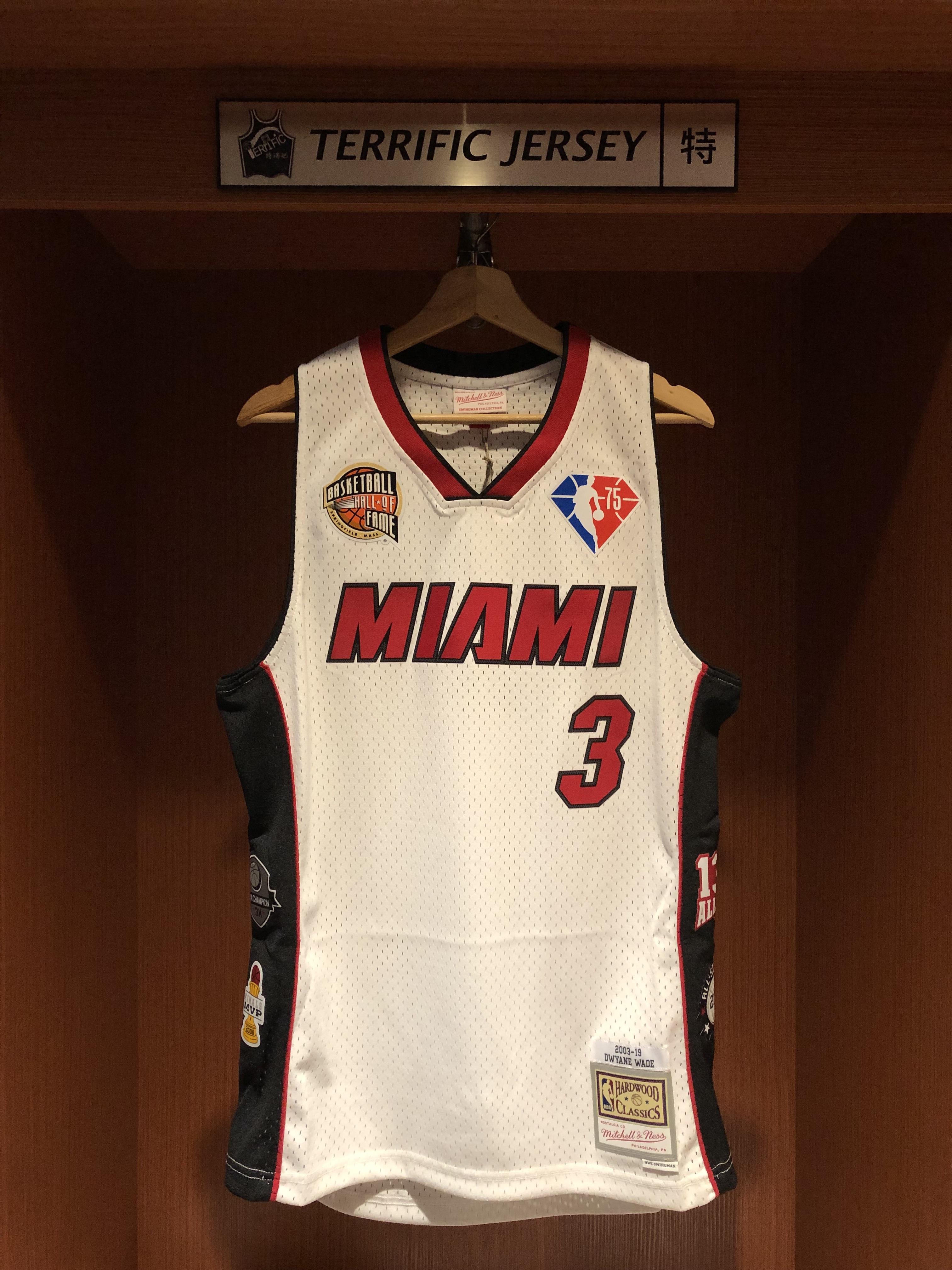 NBA球衣 Dwyane Wade 邁阿密熱火 名人堂 03-19白 M&N Swingman G2 球迷版 熱轉印 全新