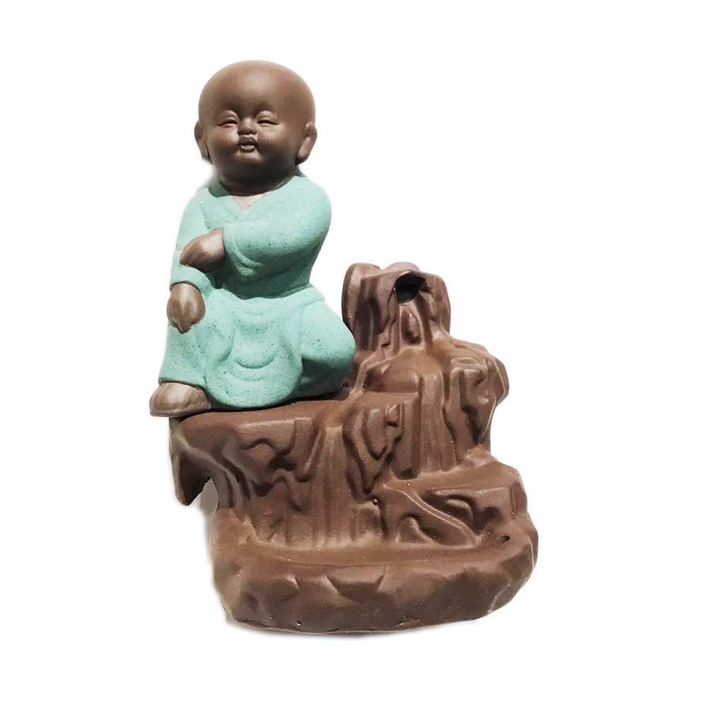 小沙彌 倒流香爐 青色【十方】149844