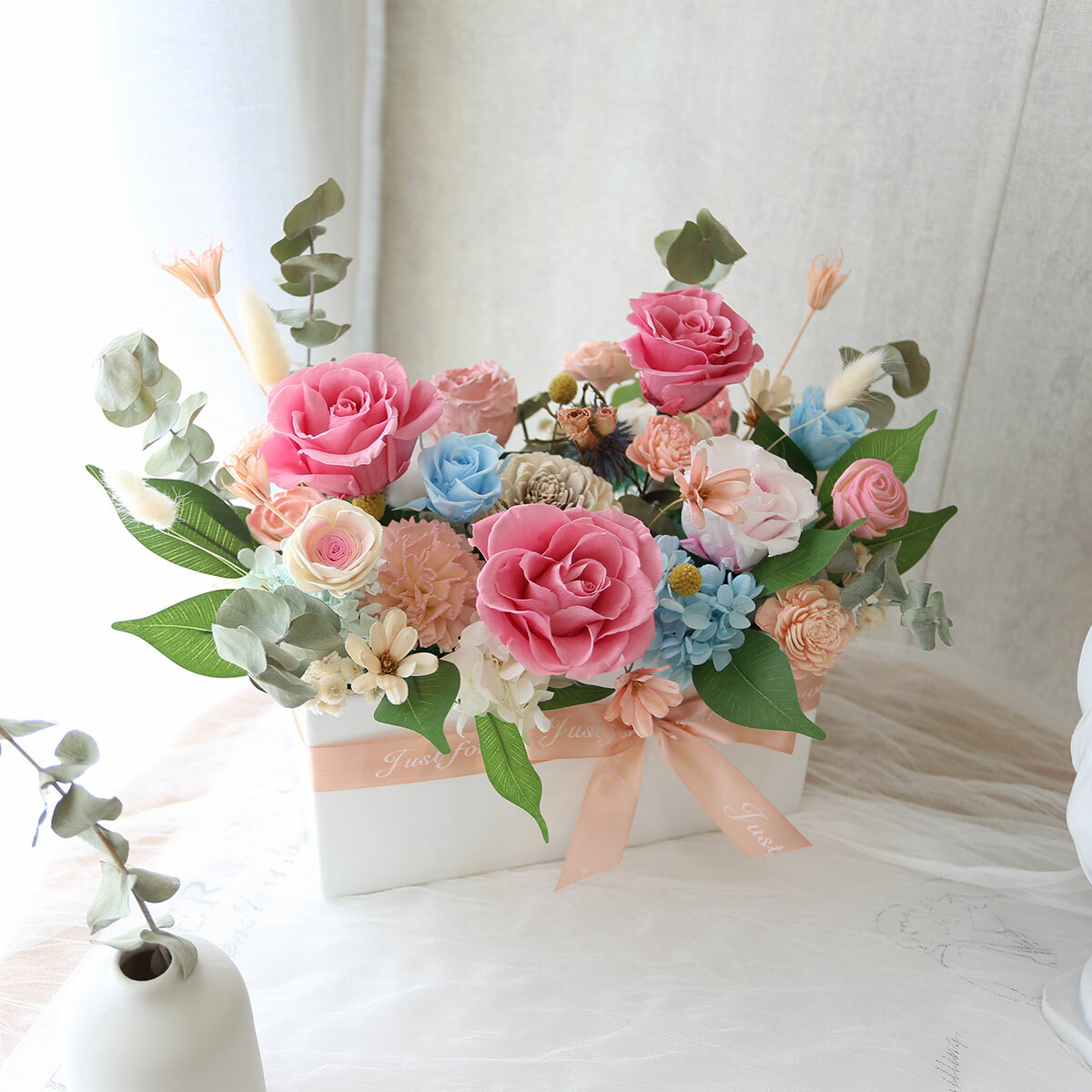 T58｜粉藍/粉橘色系盆花