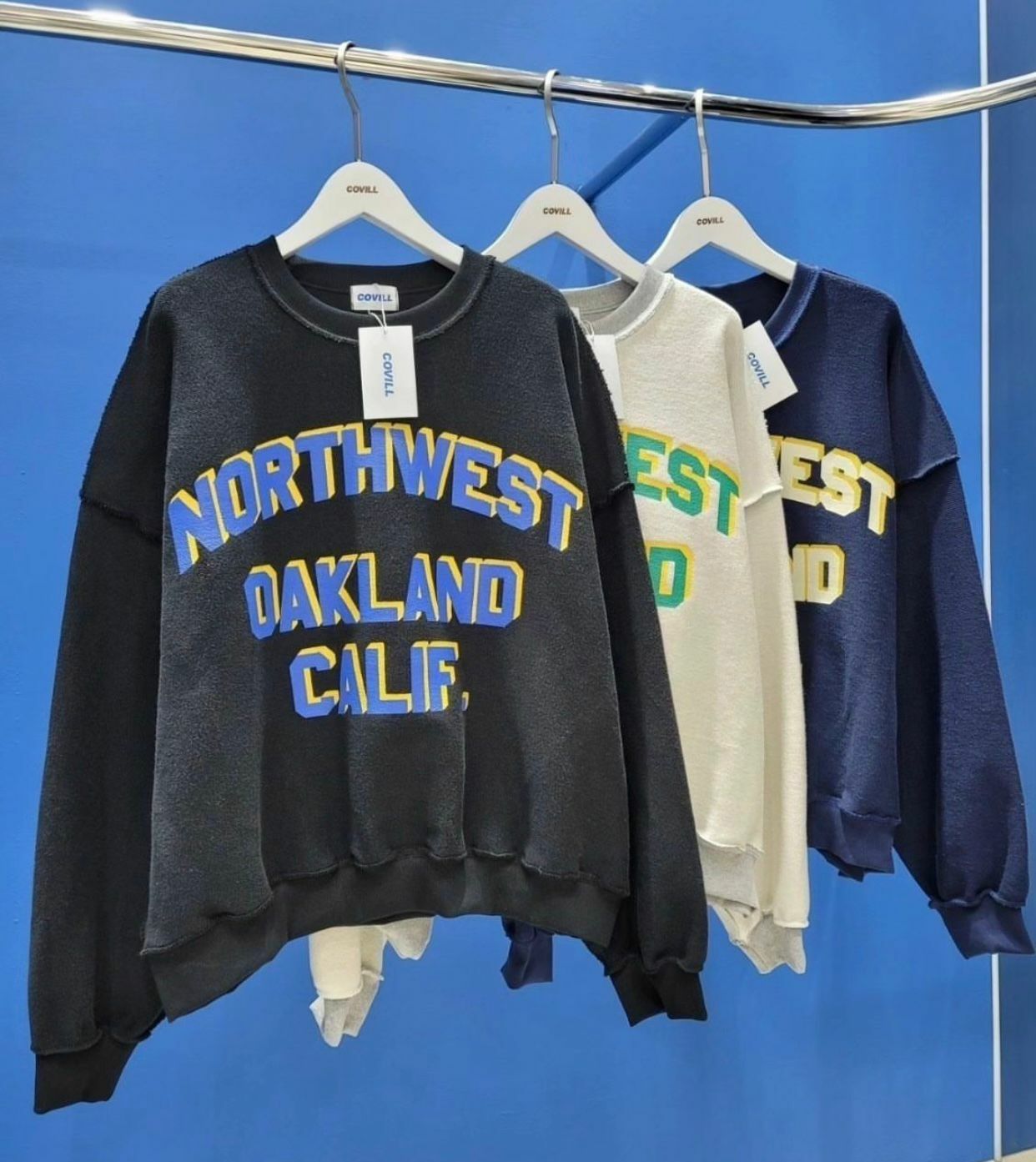 OverSize拼色英文字衛衣 Covill-028T