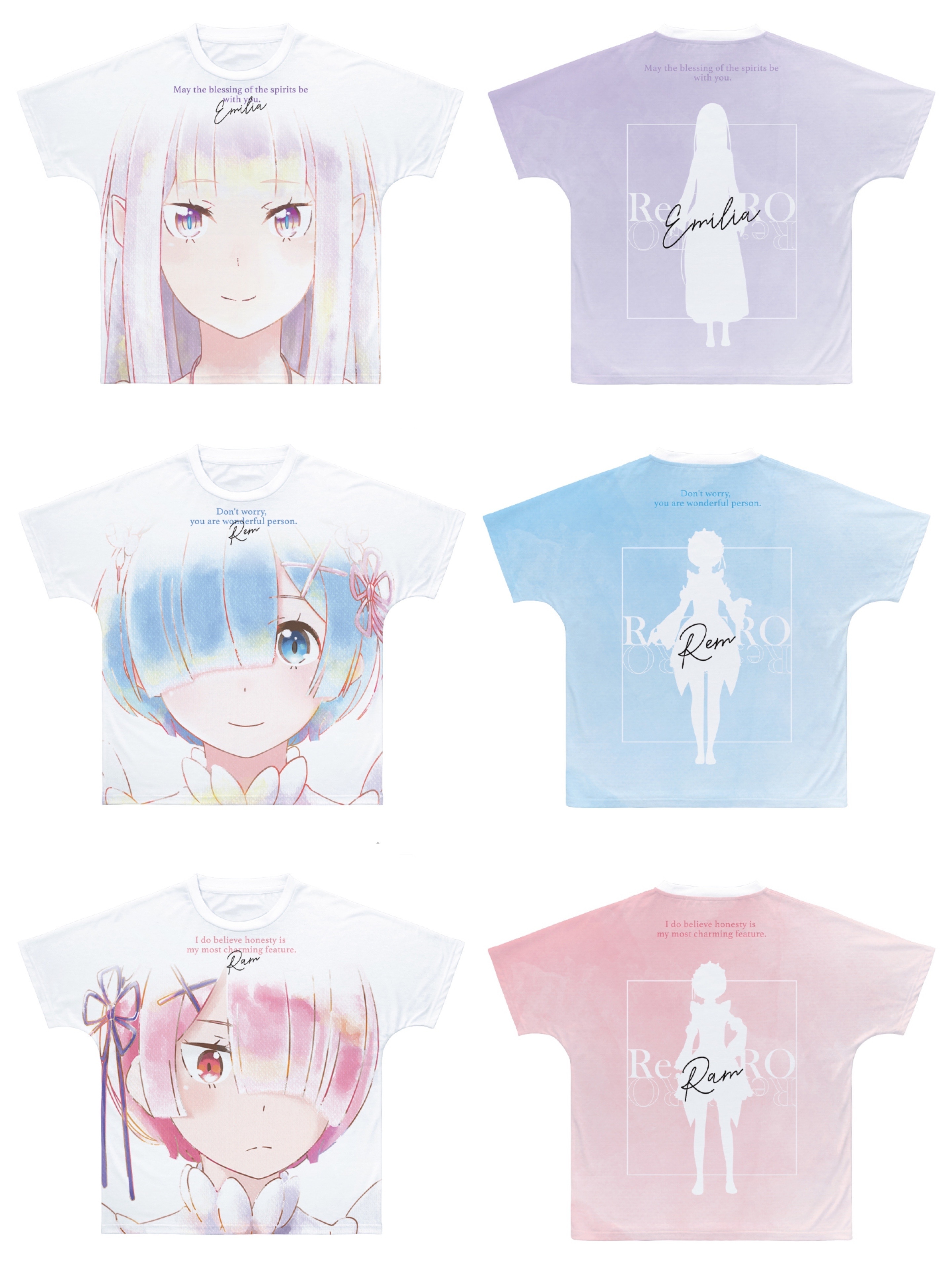 預訂2024/2月 Re:ゼロから始める異世界生活 Ani-Art aqua label フルグラフィックTシャツ