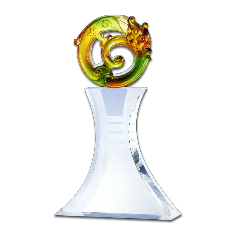 經典琉璃水晶獎座｜貔貅螭琥造型 客製刻字專屬榮耀獎盃禮品