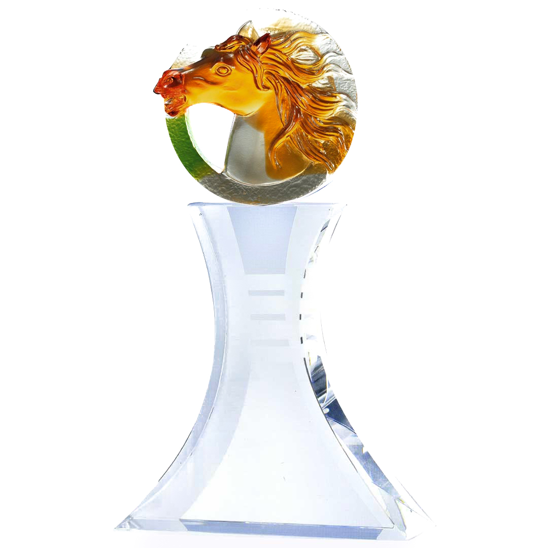 琉璃水晶獎座｜馬到成功造型獎盃 高質感客製化紀念禮品首選