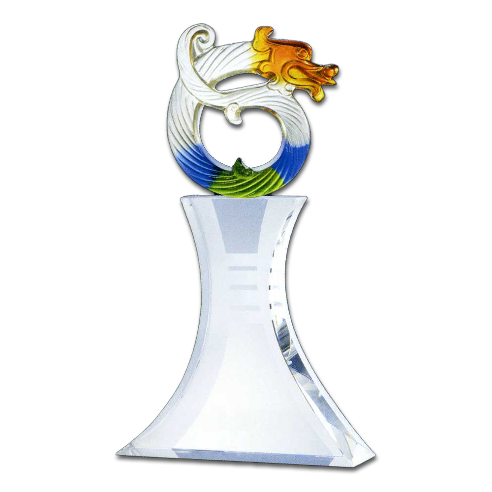 琉璃水晶獎座｜盤龍呈祥 高端刻字獎盃 彰顯榮耀與祥瑞寓意
