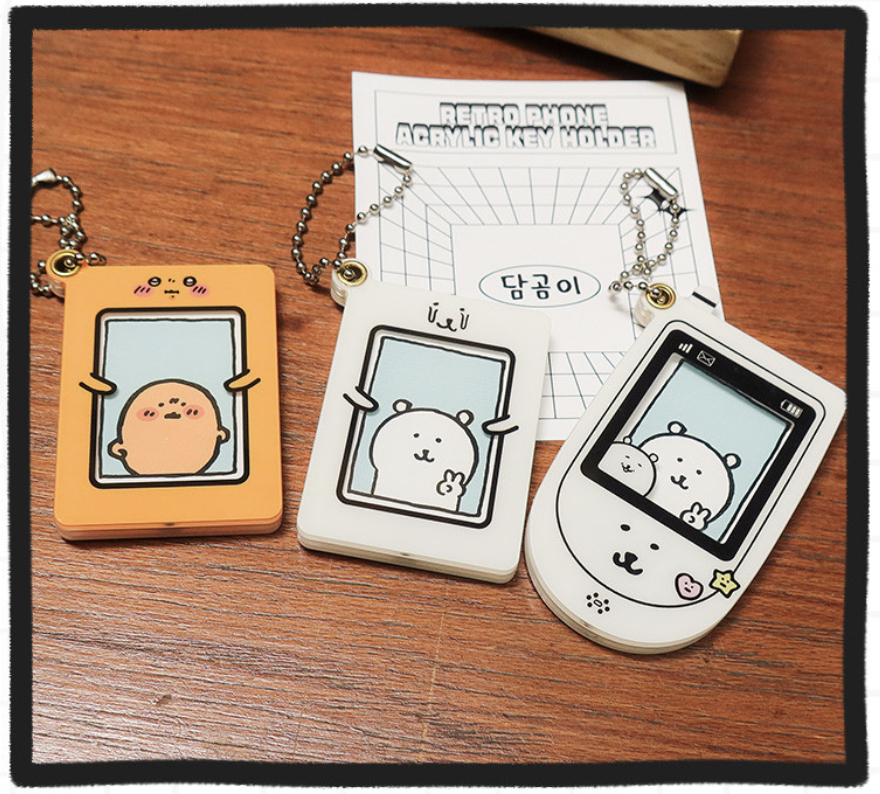 預訂｜韓國限定 白熊 電話框鎖匙扣 可更換小卡